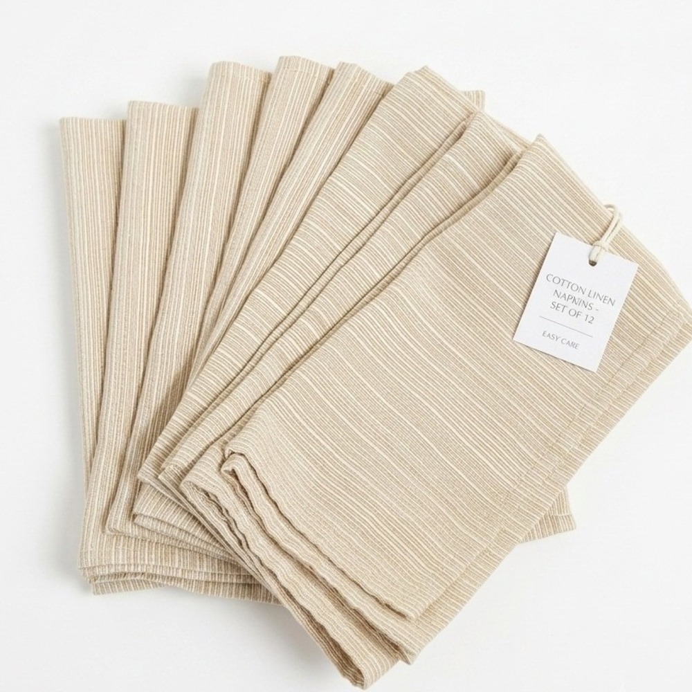William Sonoma Linen Napkins Set of 7 Beige Tan Square Table Linens w
